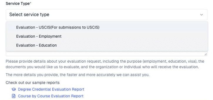 AET application purpose options: USCIS, employment, and education